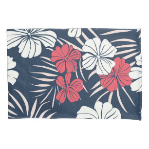 Tropical Pink and Navy Floral Pillowcase