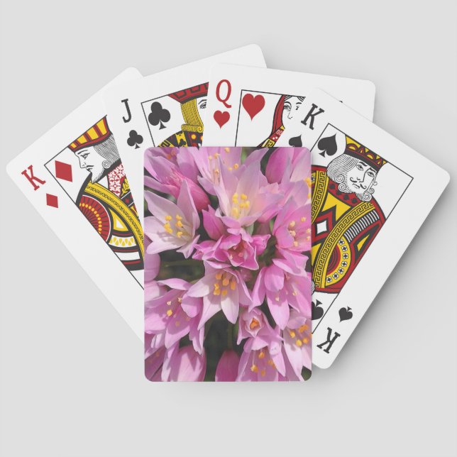Tropical Pink and Yellow Flowers Playing Cards (Back)