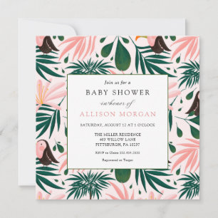 Tropical Pink Baby Shower Invitation