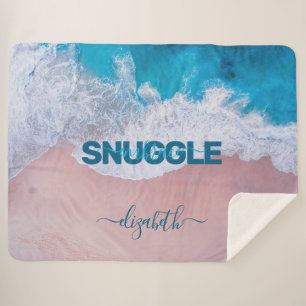 Tropical Pink Beach Bermuda Sherpa Blanket