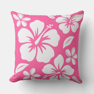 Tropical Pink Beach Flowers Cushion