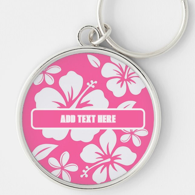 Tropical Pink Beach Flowers Key Ring (Front)