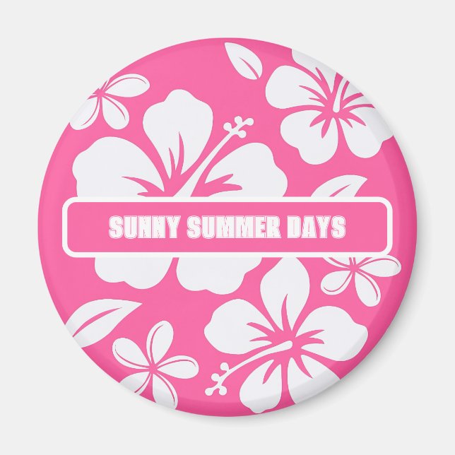Tropical Pink Beach Flowers Magnet (Front)