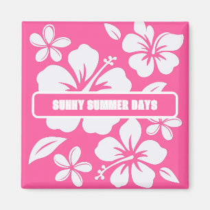 Tropical Pink Beach Flowers Magnet
