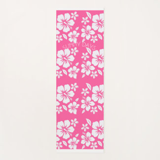 Tropical Pink Beach Flowers Yoga Mat