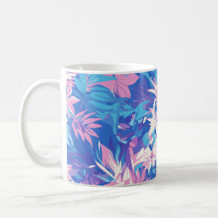 🌺 Tropical Pink & Blue Floral Pattern - Fresh & V Coffee Mug