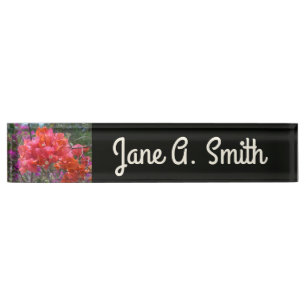 Tropical Pink Bougainvillea Island Floral Nameplate