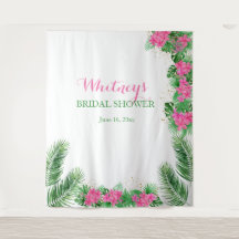 Tropical Pink Bridal Shower Photo Backdrop 