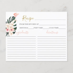 Tropical Pink Bridal Shower Recipe Card
