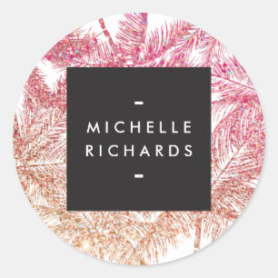 Tropical Pink/Bronze Glitter Palms Stickers