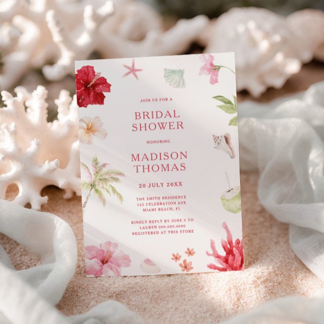 Tropical Pink Coral Bridal Shower Invitation (Creator Uploaded)