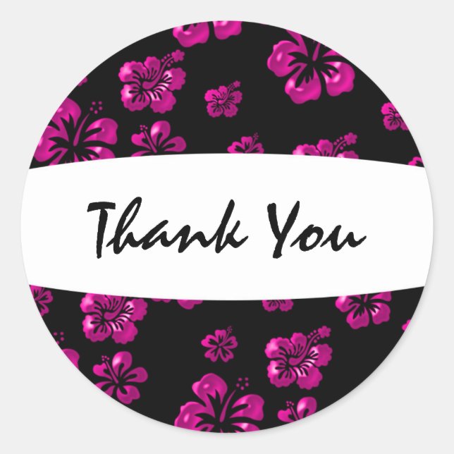 Tropical Pink Elegant Hibiscus Floral Sticker (Front)
