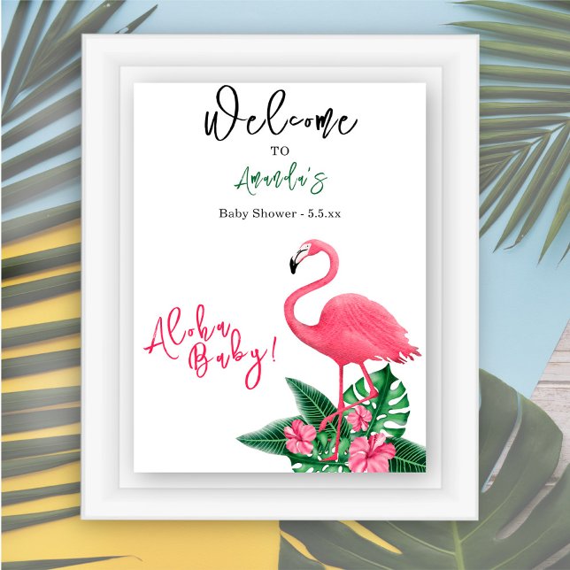 Tropical Pink Flamingo Aloha Baby Shower - Welcome Poster (Creator Uploaded)