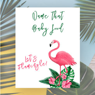 Tropical pink flamingo baby shower food game poster