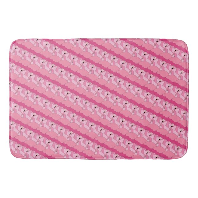 Tropical Pink Flamingo Bath Mat Home Decor (Front)