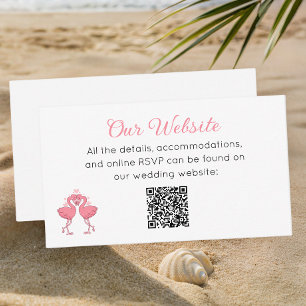 Tropical Pink Flamingo Beach Luau Wedding Website Enclosure Card