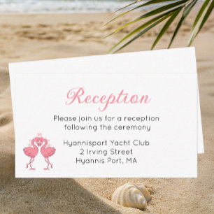Tropical Pink Flamingo Beach Wedding Reception  Enclosure Card