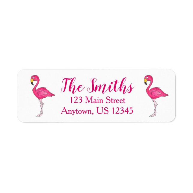 Tropical Pink Flamingo Bird Address Label Return Address Label (Front)