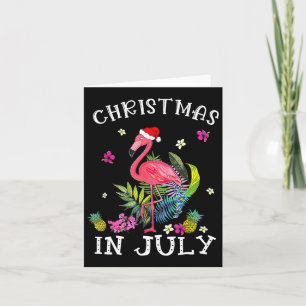 Tropical Pink Flamingo Christmas In July Summer 1 Card