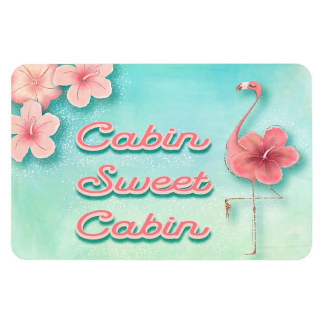Tropical  Pink Flamingo Cruise Stateroom Cabin Magnet (Horizontal)