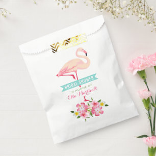 Tropical Pink Flamingo Floral Bridal Shower Favour Bag