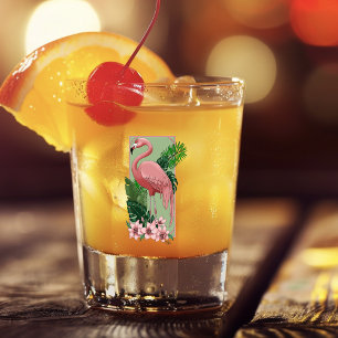 Tropical Pink Flamingo Green Palm Leaves Lily Shot Glass