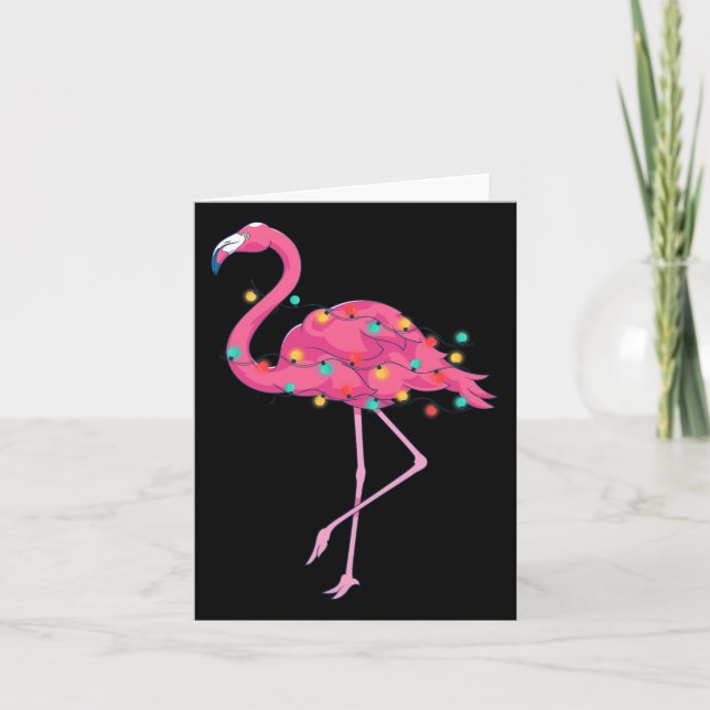 Tropical Pink Flamingo Hawaii Summer Xmas Christma Card (Front)