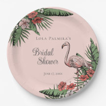 Tropical Pink Flamingo Hibiscus Bridal Shower