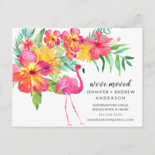 Tropical Pink Flamingo Moving Announcement