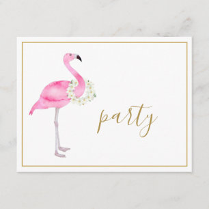 Tropical Pink Flamingo No Gifts Reception Party Invitation