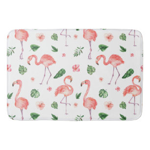 Tropical Pink Flamingo Pattern Bathroom Bath Mat
