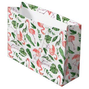 Tropical Pink Flamingo Pattern Large Gift Bag