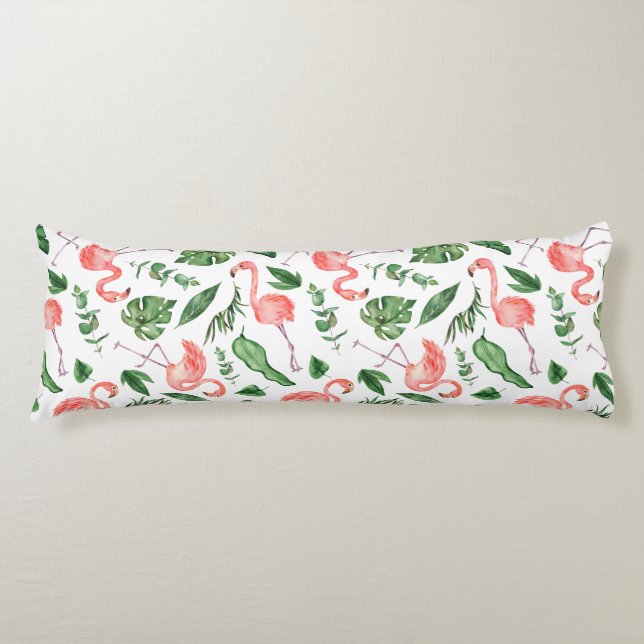 Tropical Pink Flamingo Pattern v2 Body Cushion (Front)