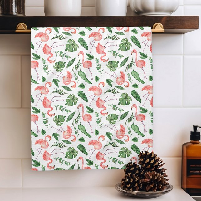 Tropical Pink Flamingo Pattern v2 Tea Towel (Creator Uploaded)