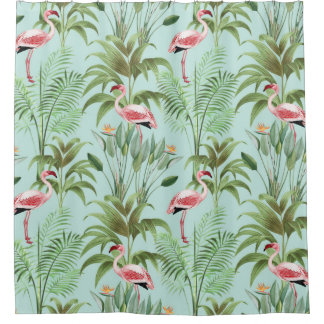 Tropical Pink Flamingo Shower Curtain
