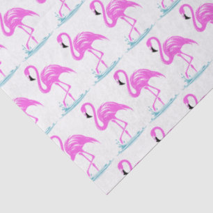 Tropical Pink Flamingo Standing in Water #7 Tissue Paper