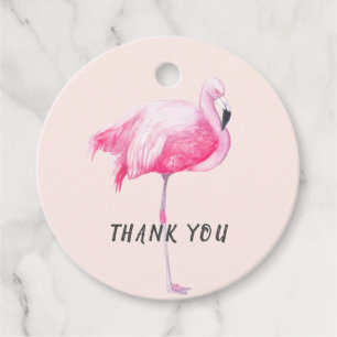 Tropical pink flamingo thank you wedding favour tags