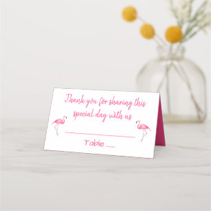Tropical Pink Flamingo Thank You Wedding Party Place Card