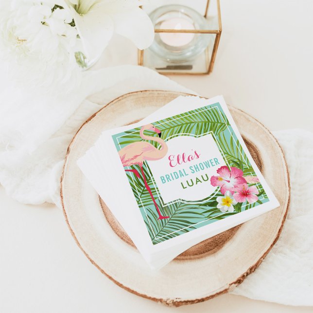 Tropical Pink Flamingo Wedding Bridal Shower Luau Napkin (Creator Uploaded)
