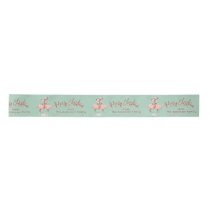 Tropical Pink Flamingo With Santa Hats Christmas Satin Ribbon