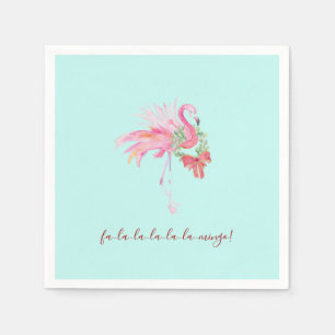 Tropical Pink Flamingo Xmas Cocktail Napkins