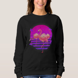 Tropical Pink Flamingos Exotic Bird Vaporwave 90s Sweatshirt