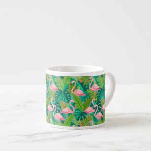 Tropical Pink Flamingos Jungle Foliage Espresso Cup