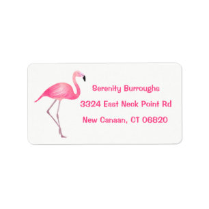 Tropical Pink Flamingos Love - Wedding Beach Luau Label