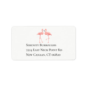 Tropical Pink Flamingos Love Wedding Beach Luau Label