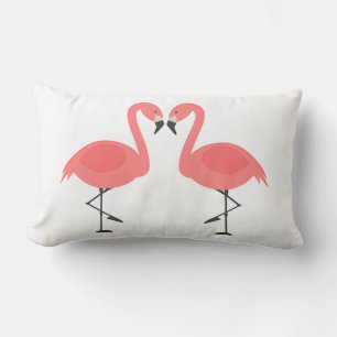 Tropical Pink Flamingos Love - Wedding Beach Luau Lumbar Cushion