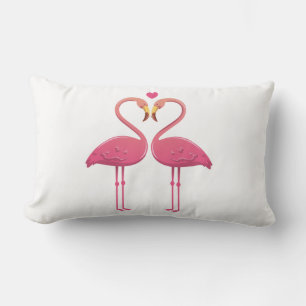 Tropical Pink Flamingos Love - Wedding Beach Luau Lumbar Cushion