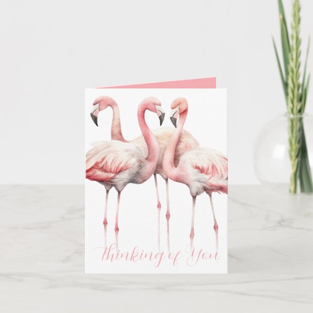Tropical Pink Flamingos Personalised Note Card (Front)