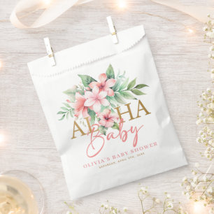 Tropical Pink Floral Aloha Baby Shower Favour Bag