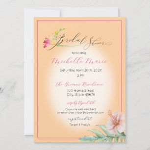 Tropical Pink Floral Bridal Shower Invitation